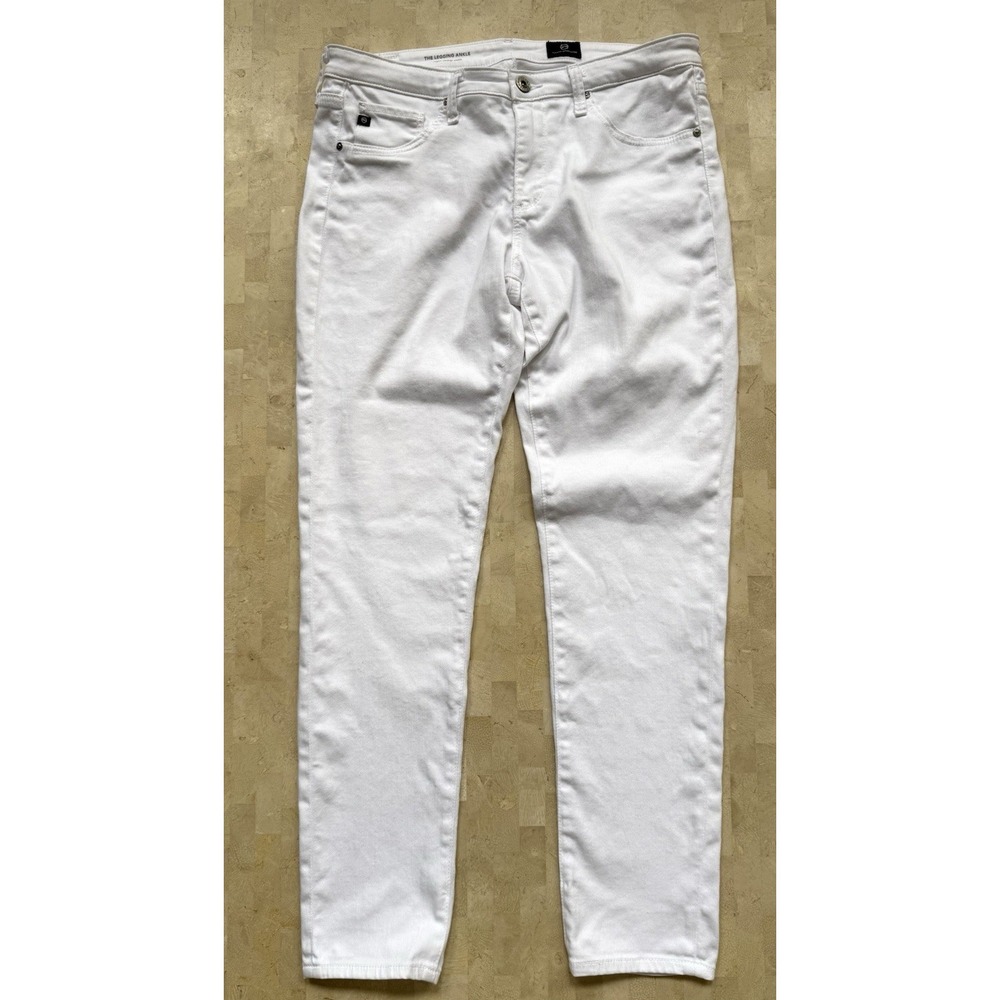 AG Adriano Goldschmied The Legging Ankle Ivory Cotton‎ Logo Jeans Women Size 30